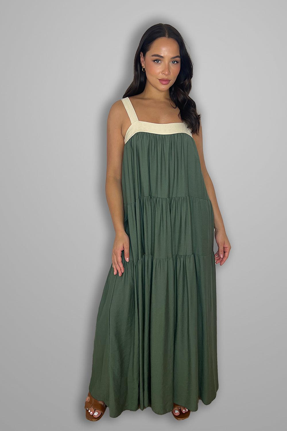 Tiered Cut Out Tie Back Long Sundress-SinglePrice