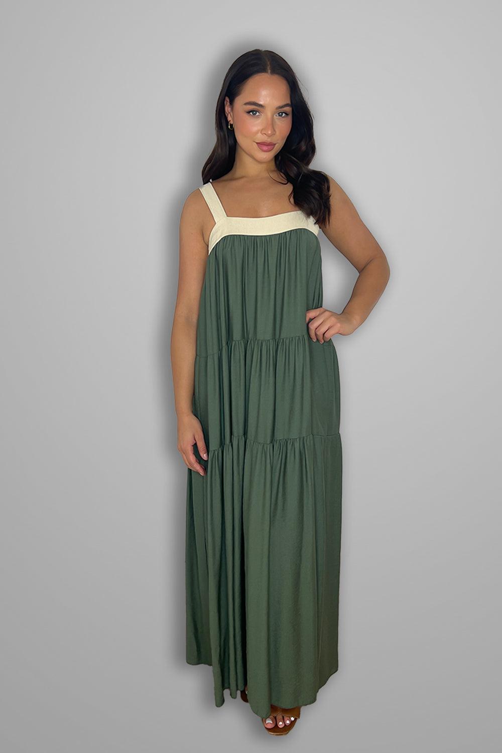 Tiered Cut Out Tie Back Long Sundress-SinglePrice