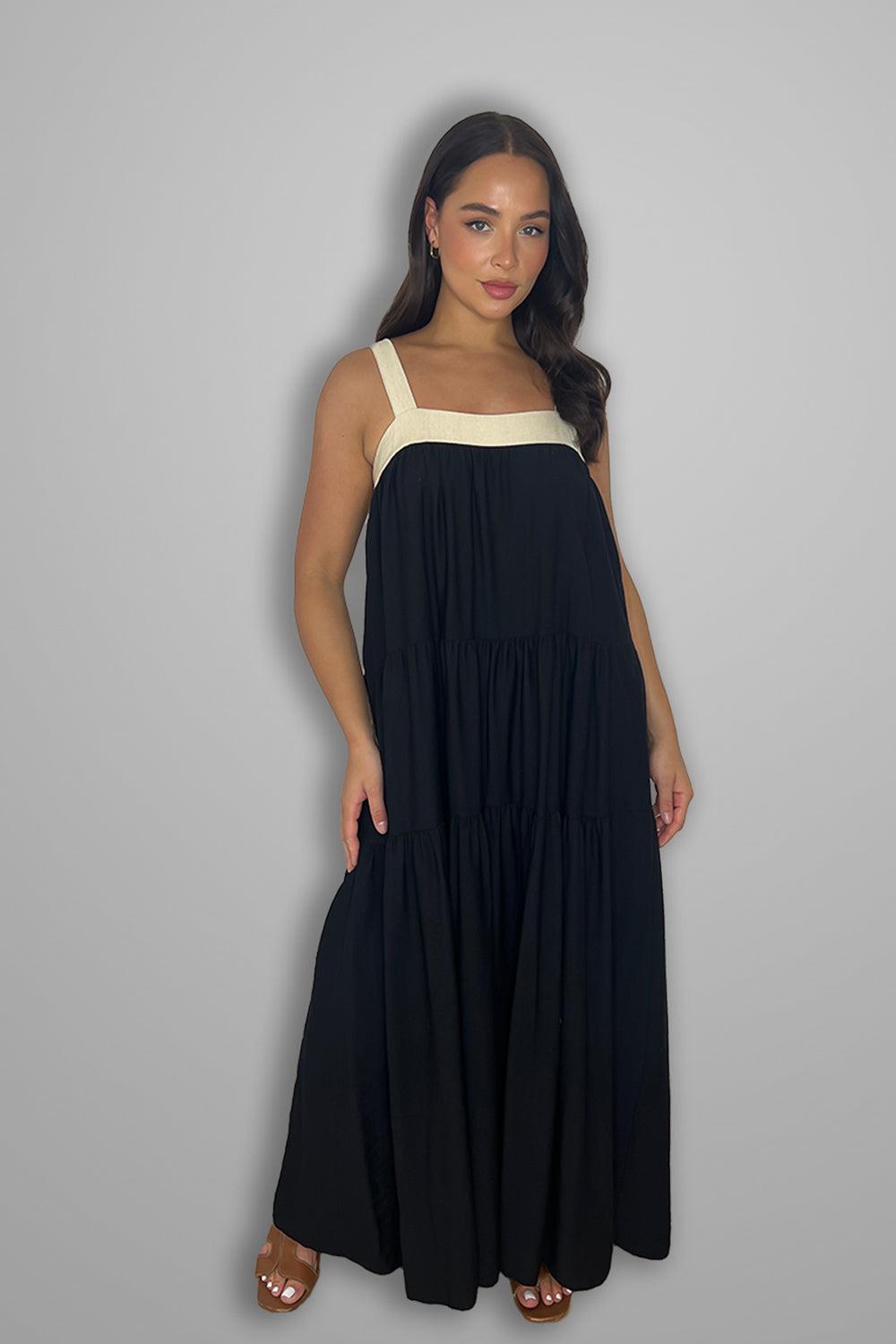 Tiered Cut Out Tie Back Long Sundress-SinglePrice