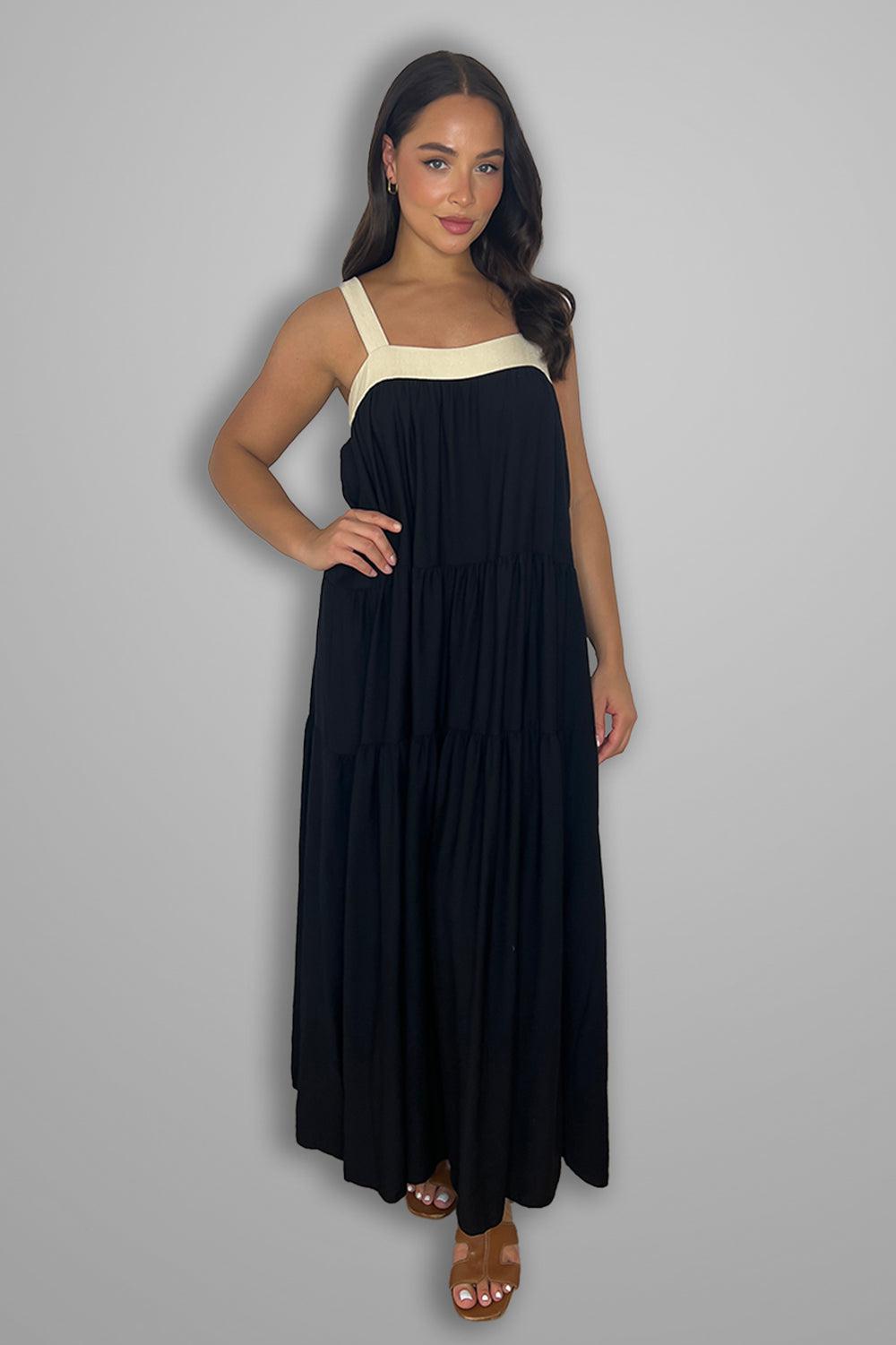 Tiered Cut Out Tie Back Long Sundress-SinglePrice