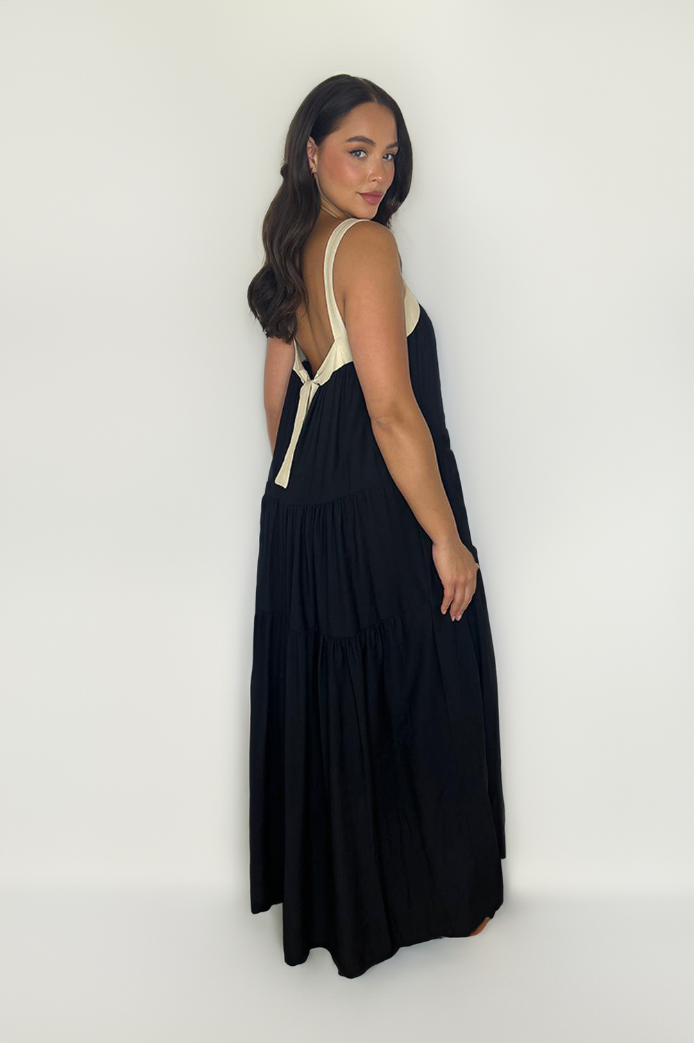 Tiered Cut Out Tie Back Long Sundress