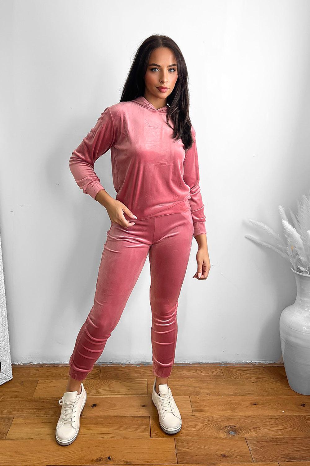 Flat Velour All One Colour Hooded Tracksuit-SinglePrice