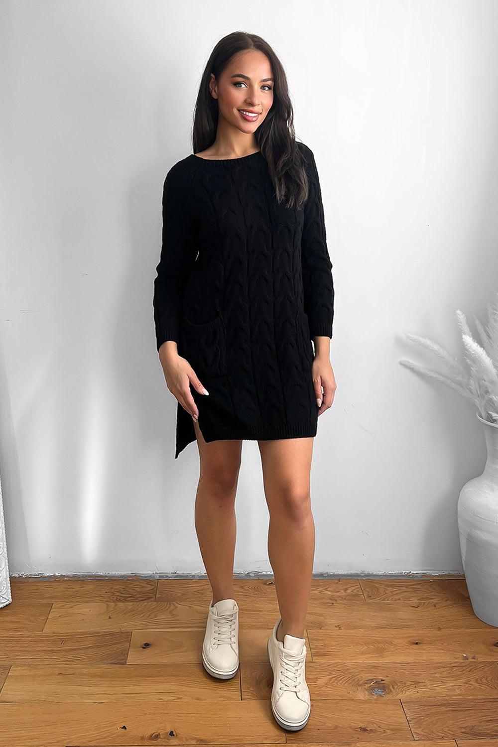 Pockets To Front Large Loop Knitted Dress-SinglePrice