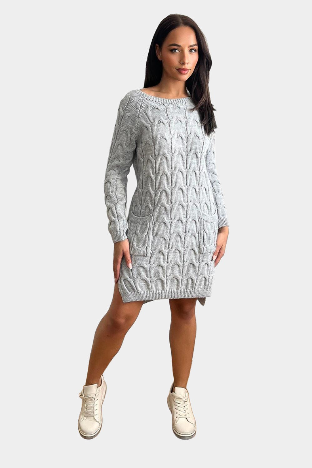Pockets To Front Large Loop Knitted Dress-SinglePrice