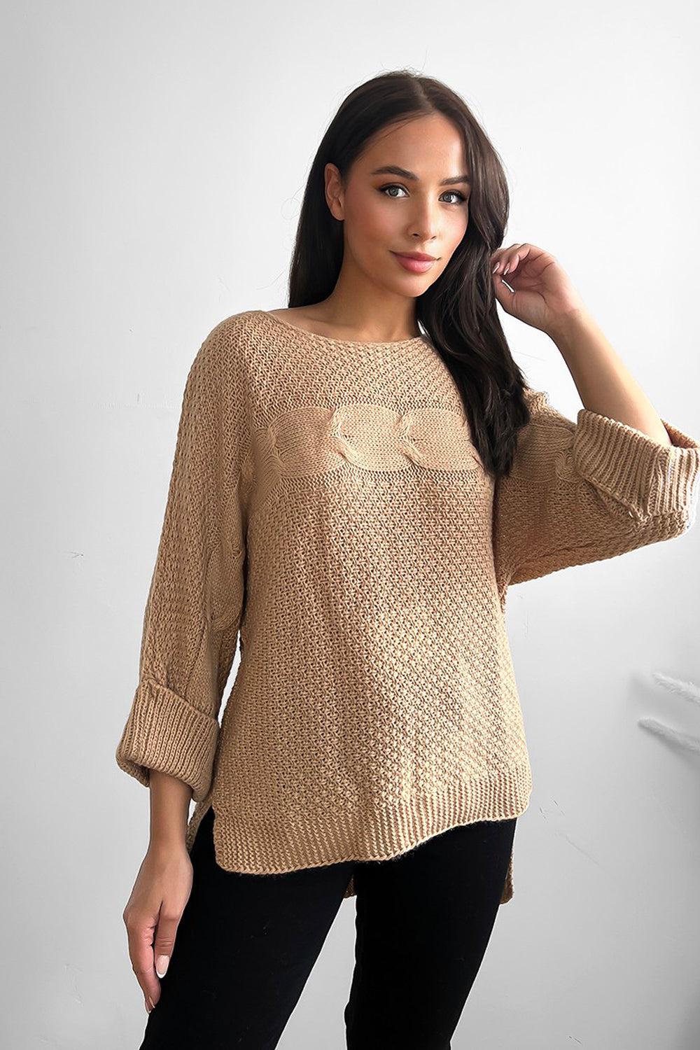 Horizontal Braid Slouchy Fit Pullover-SinglePrice