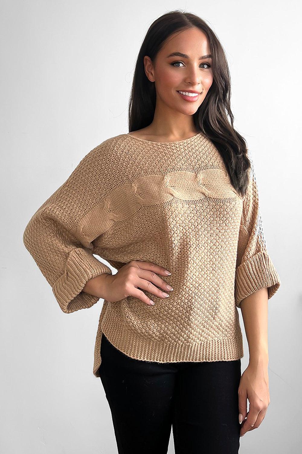 Horizontal Braid Slouchy Fit Pullover-SinglePrice
