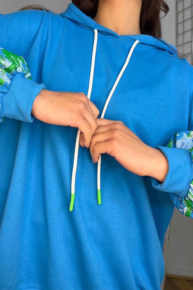 Cotton Blend Multi-slogan Sleeves Colourful Hoodie-SinglePrice