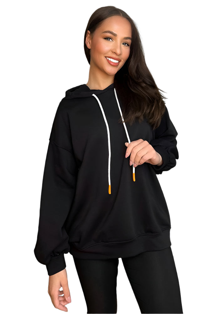 Cotton Blend Slogan Printed Back Hoodie-SinglePrice