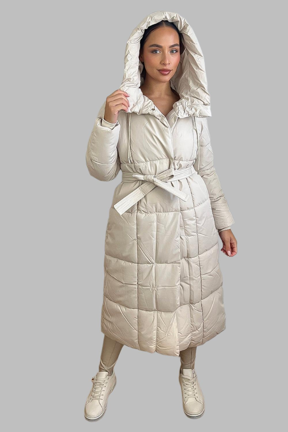 Hooded One Colour Maxi Puffer Jacket-SinglePrice