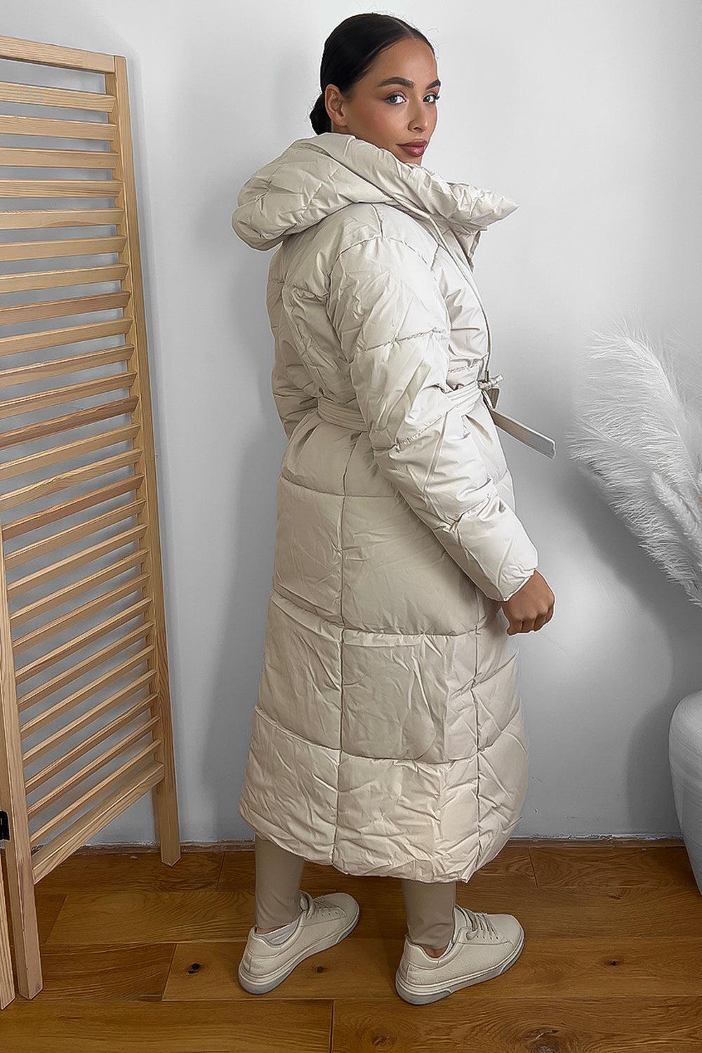 Hooded One Colour Maxi Puffer Jacket-SinglePrice