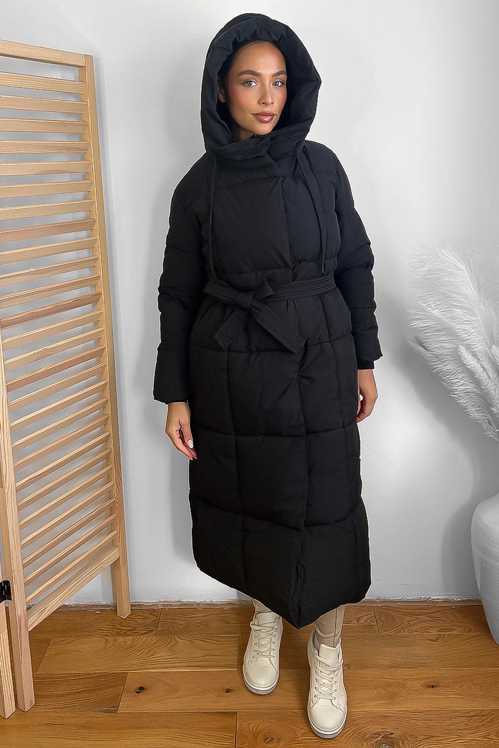 Hooded One Colour Maxi Puffer Jacket-SinglePrice
