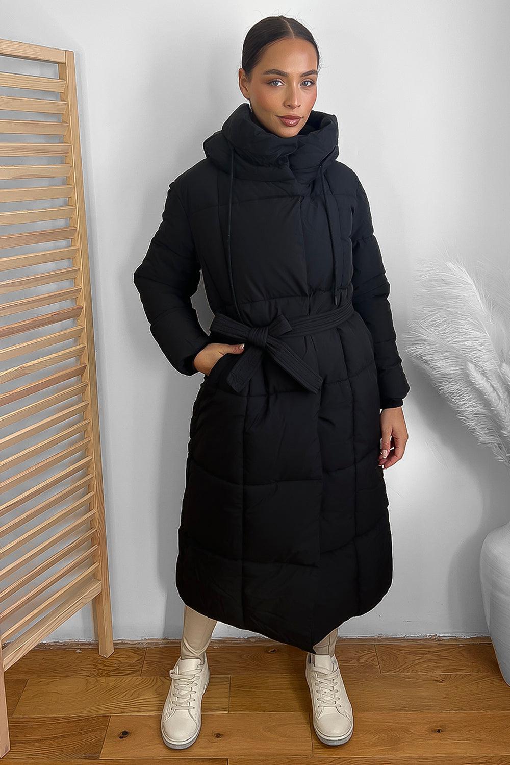 Hooded One Colour Maxi Puffer Jacket-SinglePrice