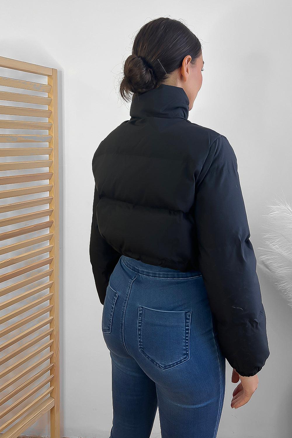 Cropped High Neck Puffer Jacket