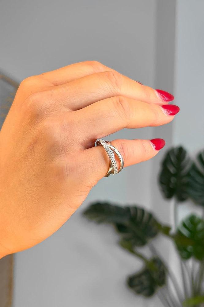 Crystals Embellished Interconnected Triple Ring-SinglePrice