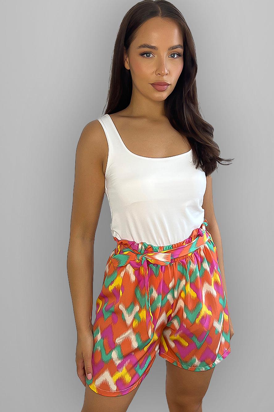 Multicolour Geo Pattern Summer Shorts-SinglePrice