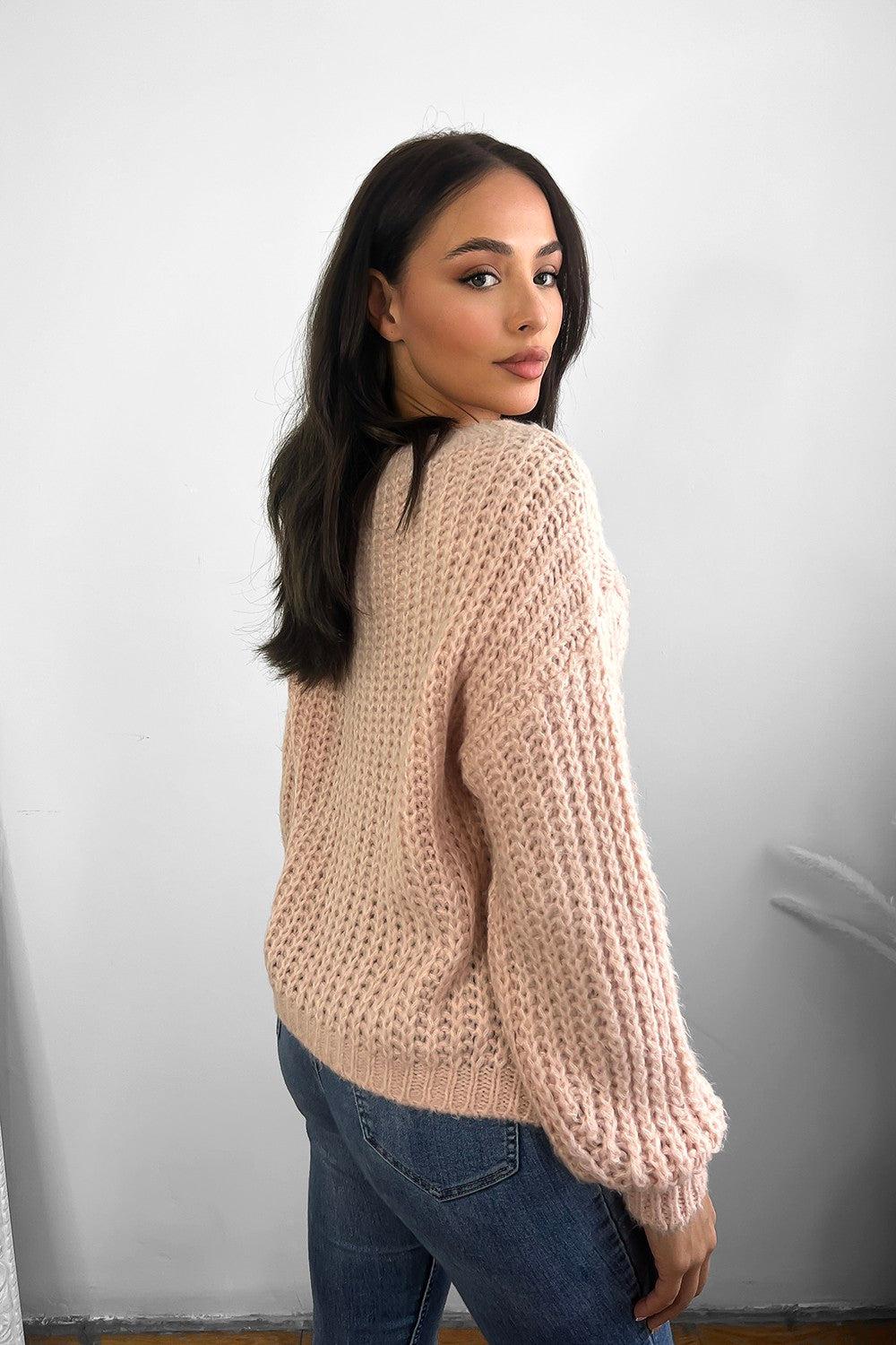 Central Braid Detail Lazy Fit Pullover-SinglePrice