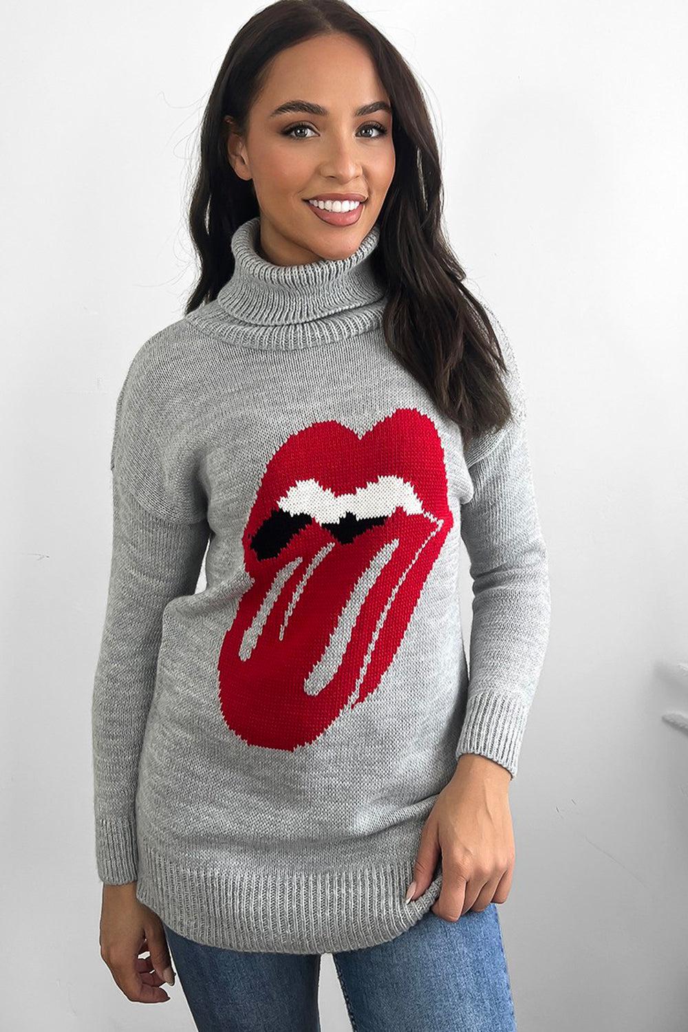 Rock-n-Roll Logo High Neck Jumper-SinglePrice