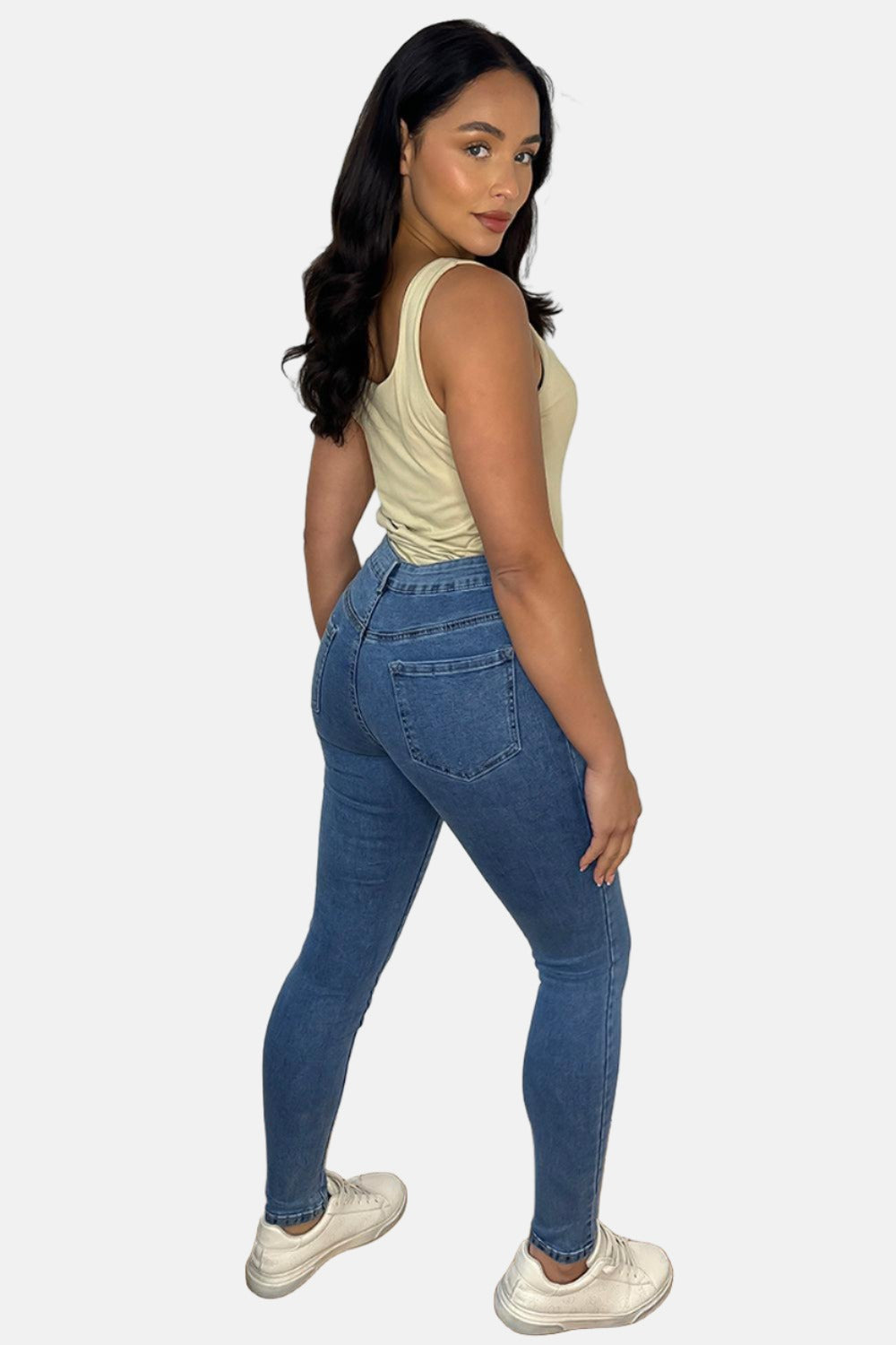 Yoke Waist To Back Skinny Jeans-SinglePrice