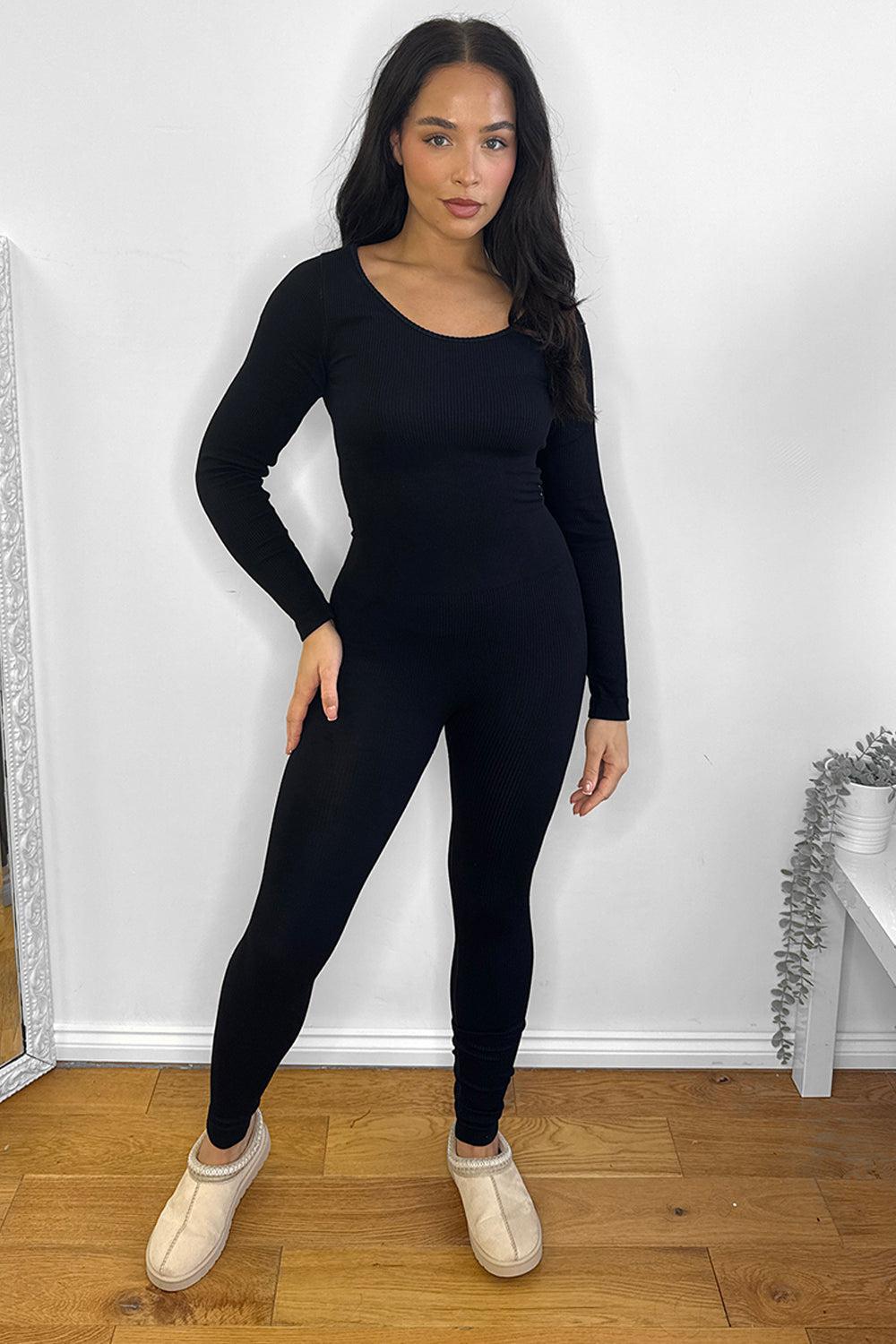 Mini Rib Stretch Fabric Scoop Neck Onesie Jumpsuit-SinglePrice