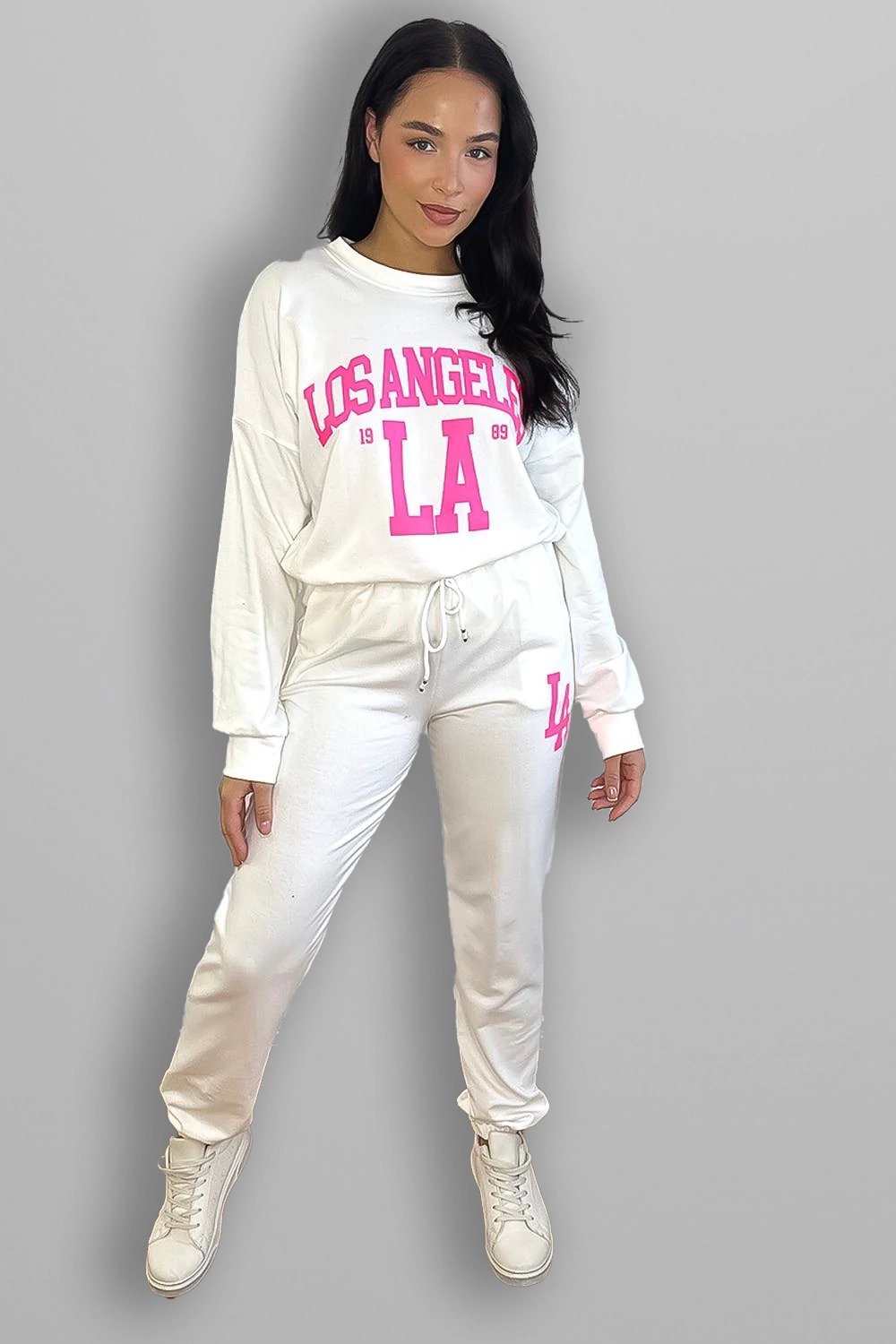 Hot Pink Los Angeles Slogan Tracksuit