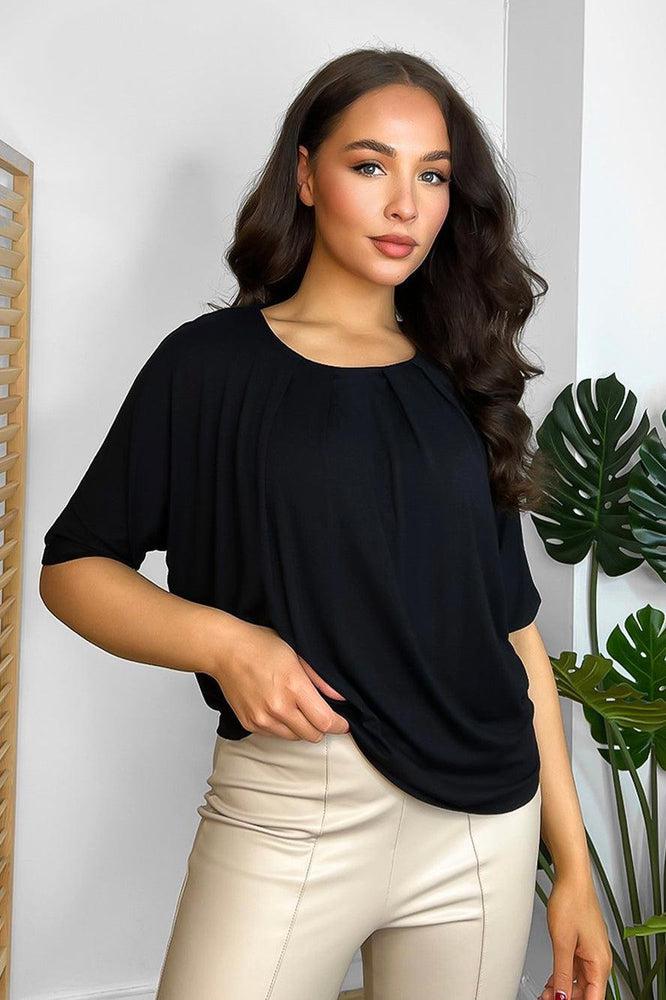 Pleated Neckline Smart Blouse-SinglePrice