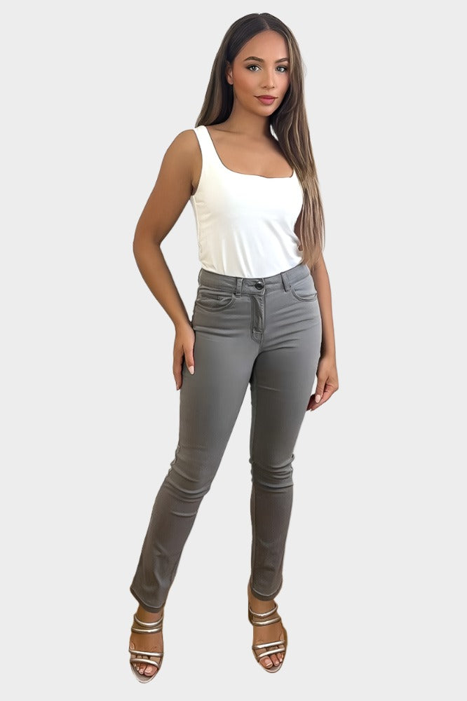 Yellow Stitch Details Thick Denim Classic Skinny Jeans-SinglePrice