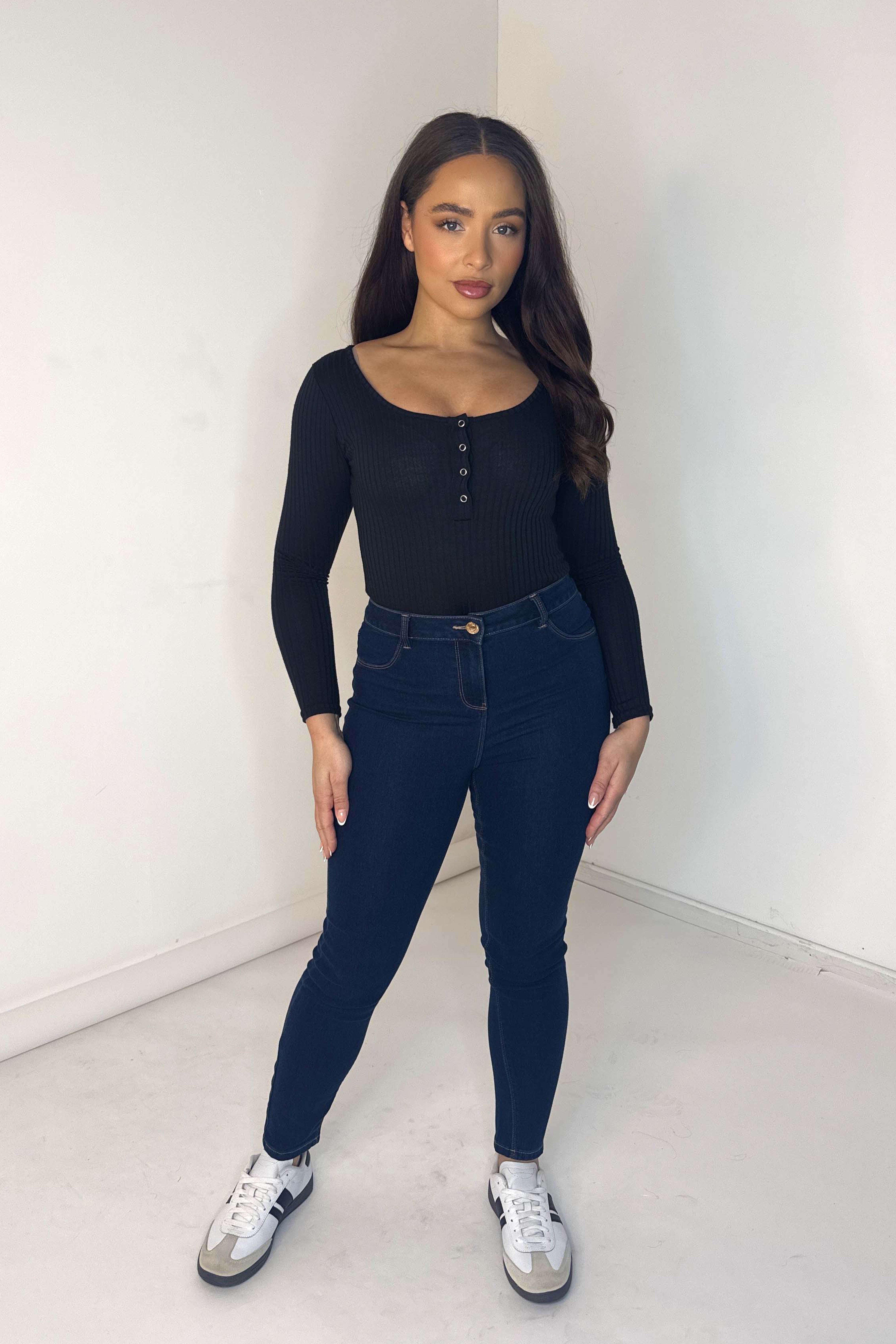 High Rise Waist Slim Leg Denim Jeggings