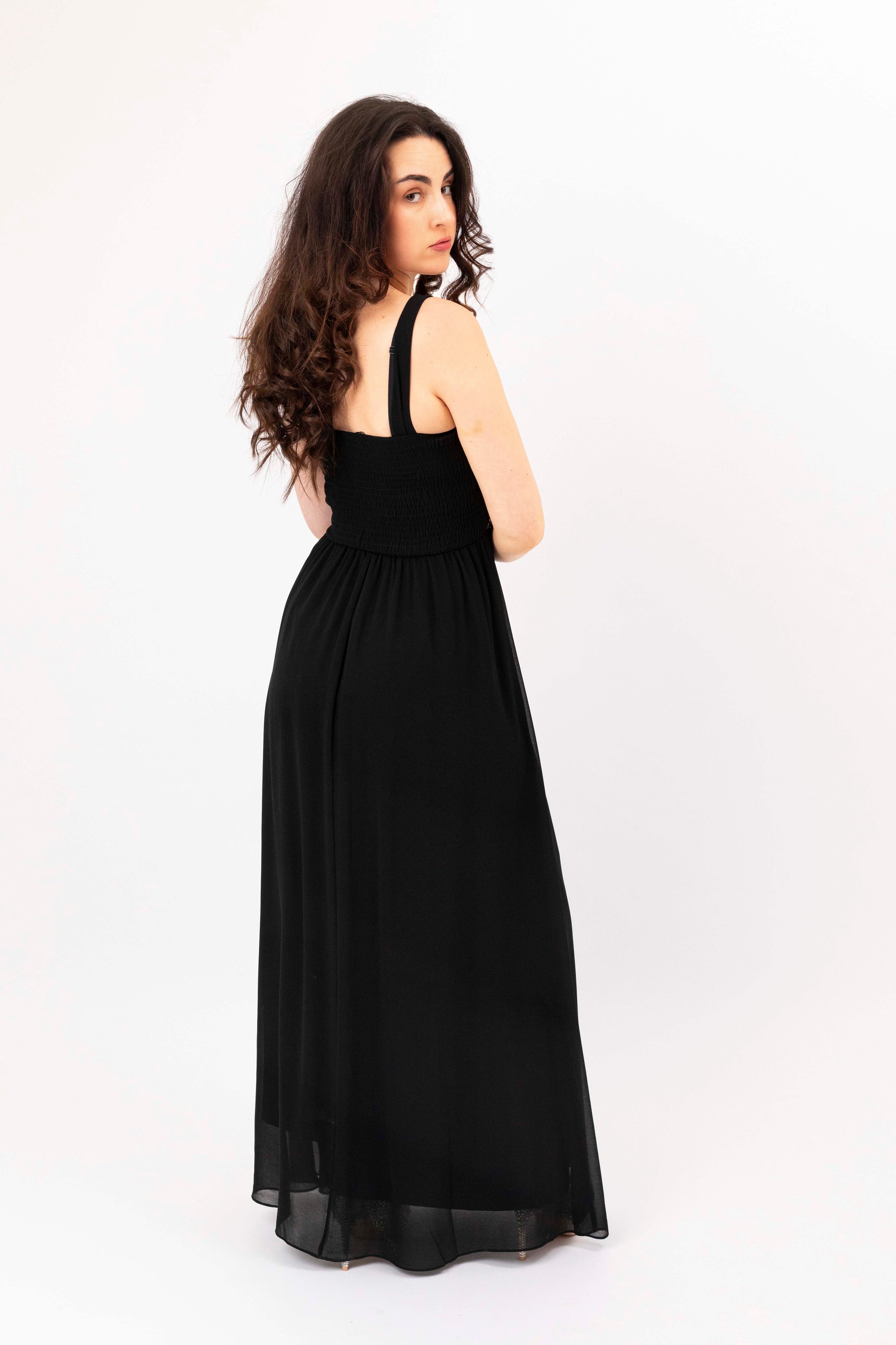 Wholesale Women's Elegant Encrusted Beaded Black Evening Maxi Dress (PACK OF 22)