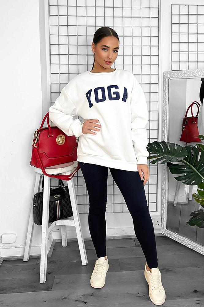Fleeced Cotton Blend Yoga Sweatshirt And Leggings Set-SinglePrice