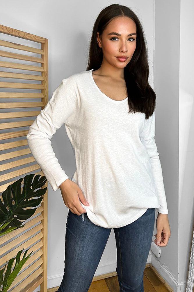 100% Cotton Scoop Neck Thin Knit Pullover-SinglePrice