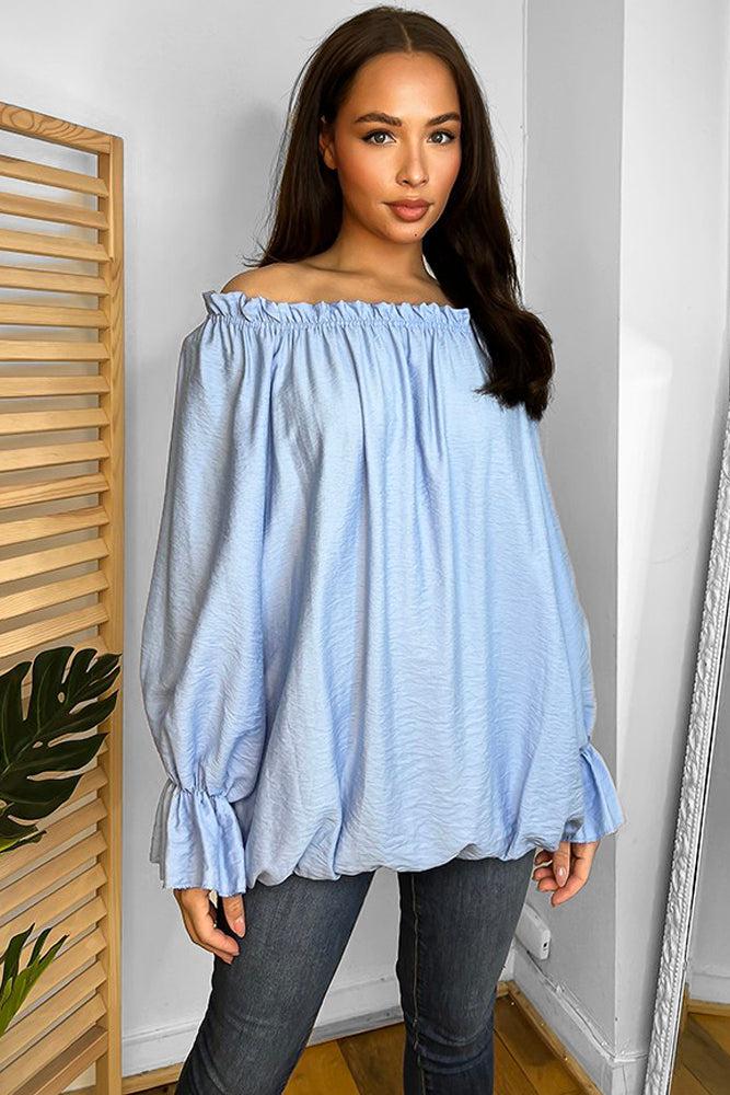 Shirred Neckline Off Shoulder Tunic-SinglePrice