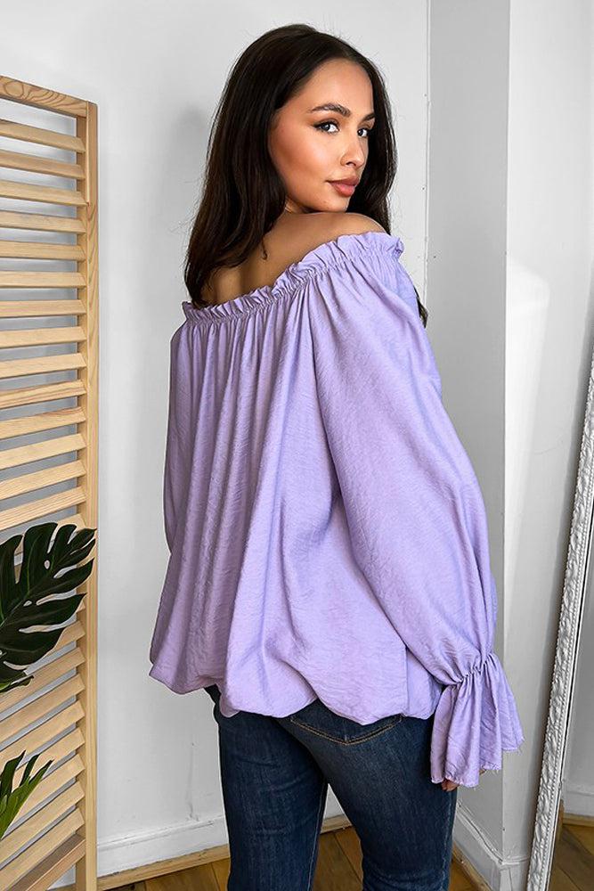 Shirred Neckline Off Shoulder Tunic-SinglePrice