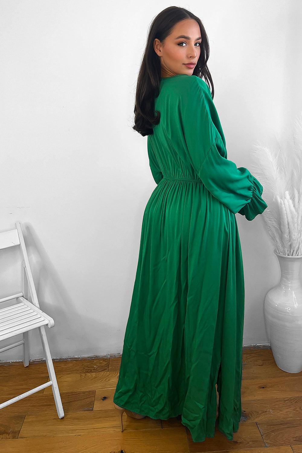 Flute Sleeves Chiffon Maxi Dress-SinglePrice