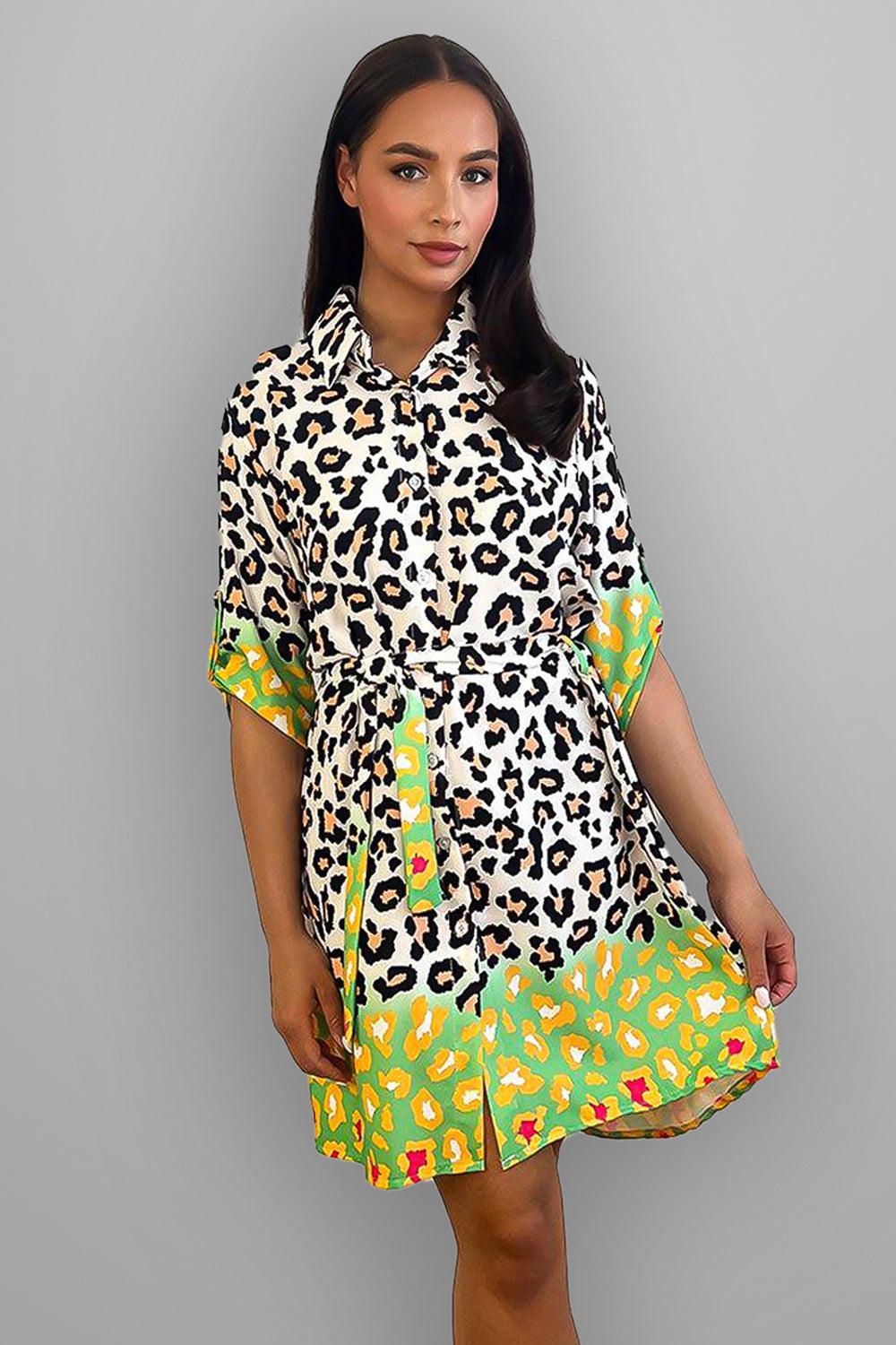 Wholesale Women's Floral Print With Block Colour Shirt Dress (PACK OF 5)