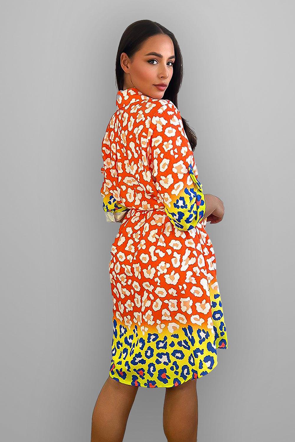 Wholesale Women's Floral Print With Block Colour Shirt Dress (PACK OF 5)