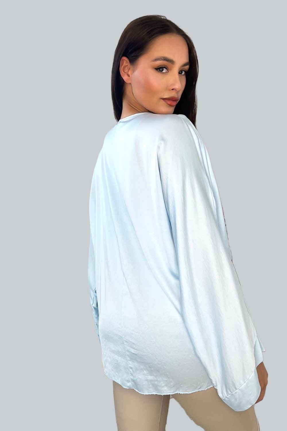 Front Tie Up Satin Blouse-SinglePrice