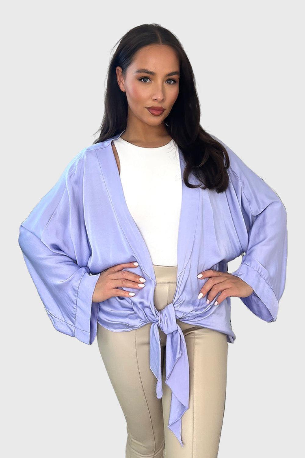 Front Tie Up Satin Blouse-SinglePrice