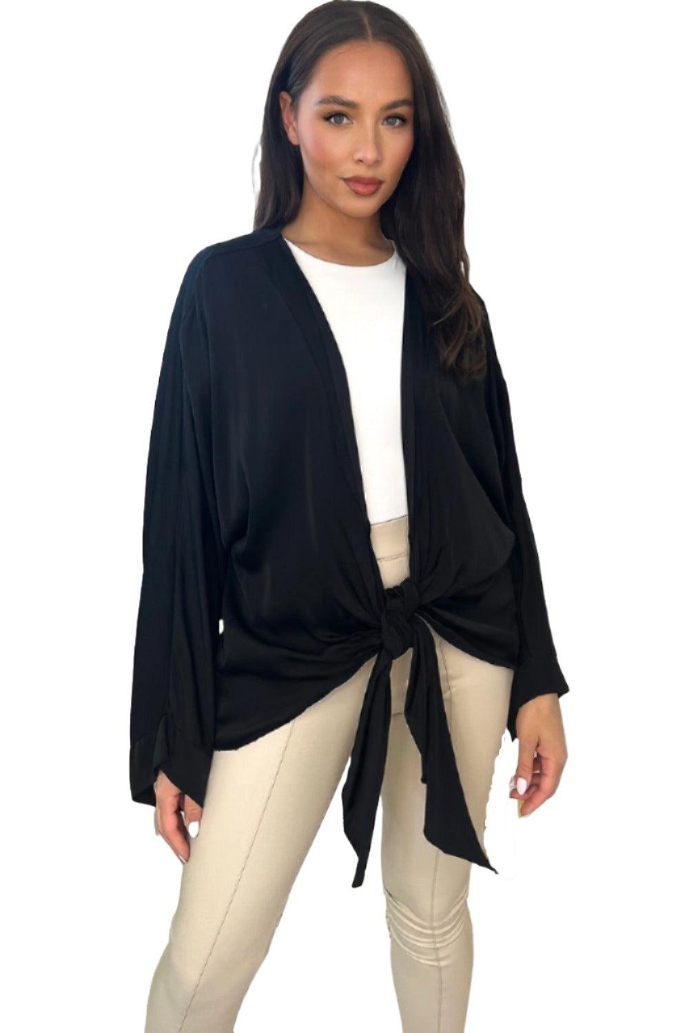 Front Tie Up Satin Blouse-SinglePrice