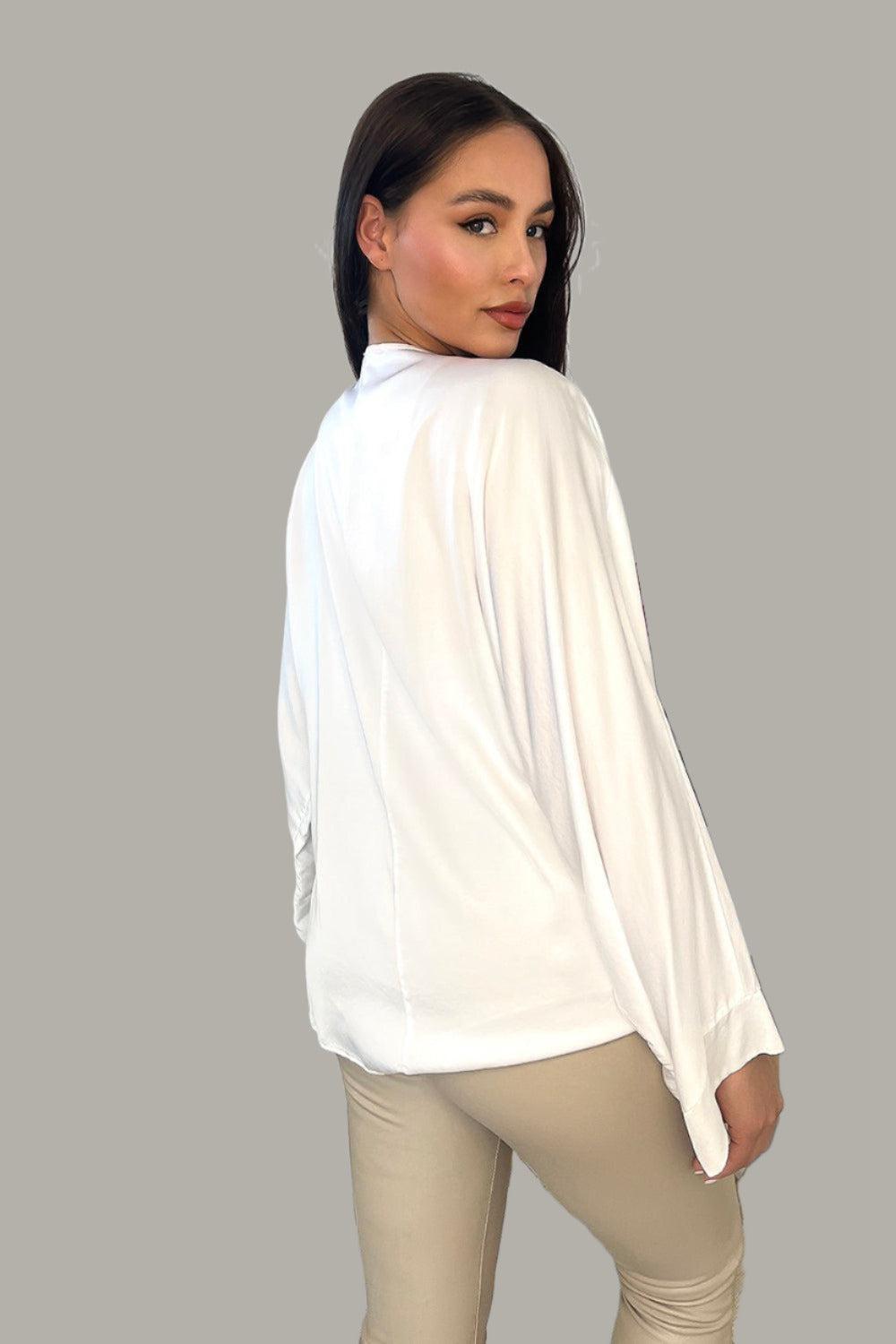 Front Tie Up Satin Blouse-SinglePrice