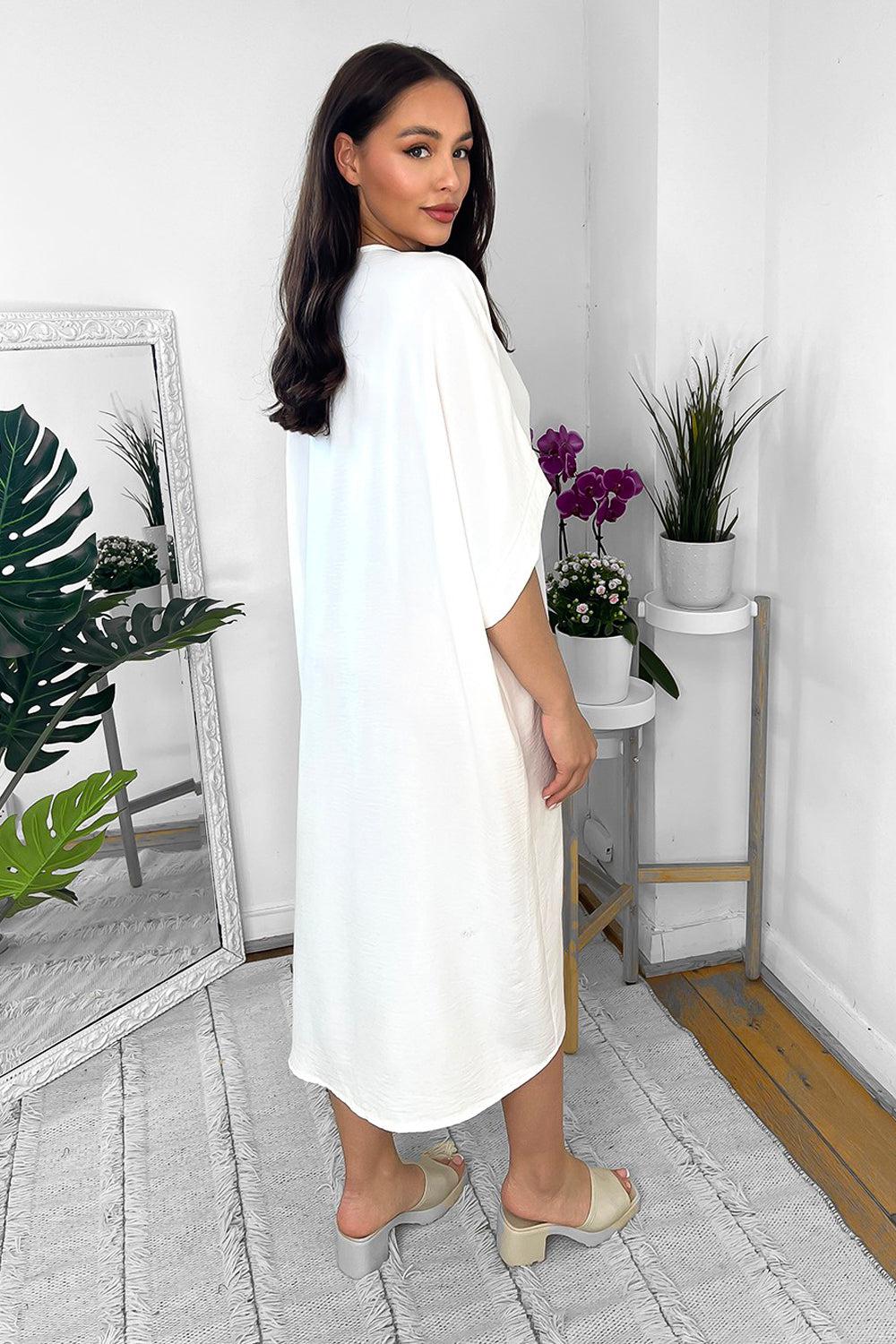 Pinched Front Batwing Midi Dress-SinglePrice