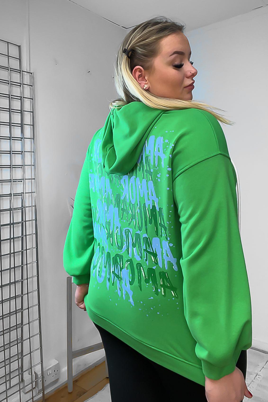 Cotton Blend Slogan Printed Back Hoodie-SinglePrice