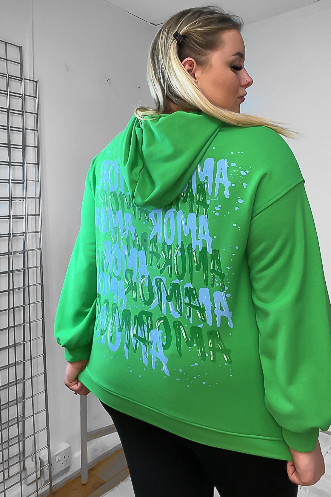 Cotton Blend Slogan Printed Back Hoodie-SinglePrice