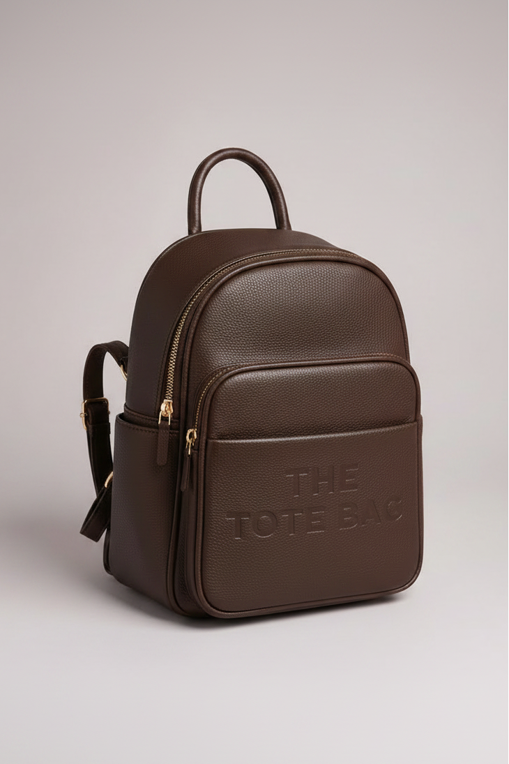 Premium Vegan Leather Embossed The Tote Bag Backpack