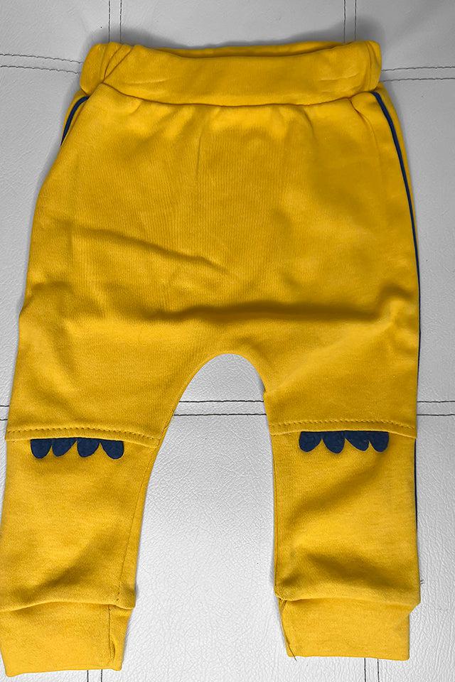 Blue Yellow Monster Applique Kids Set-SinglePrice