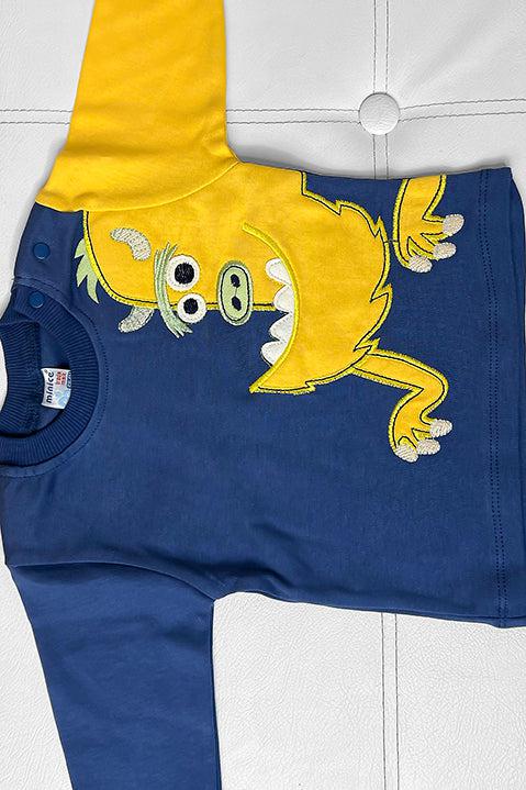 Blue Yellow Monster Applique Kids Set-SinglePrice