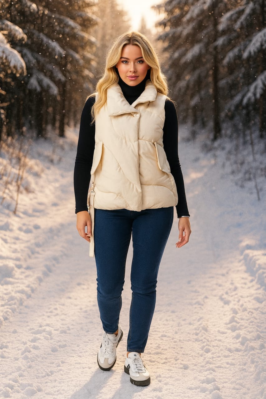 Lightly Padded Drawstring Waistcoat