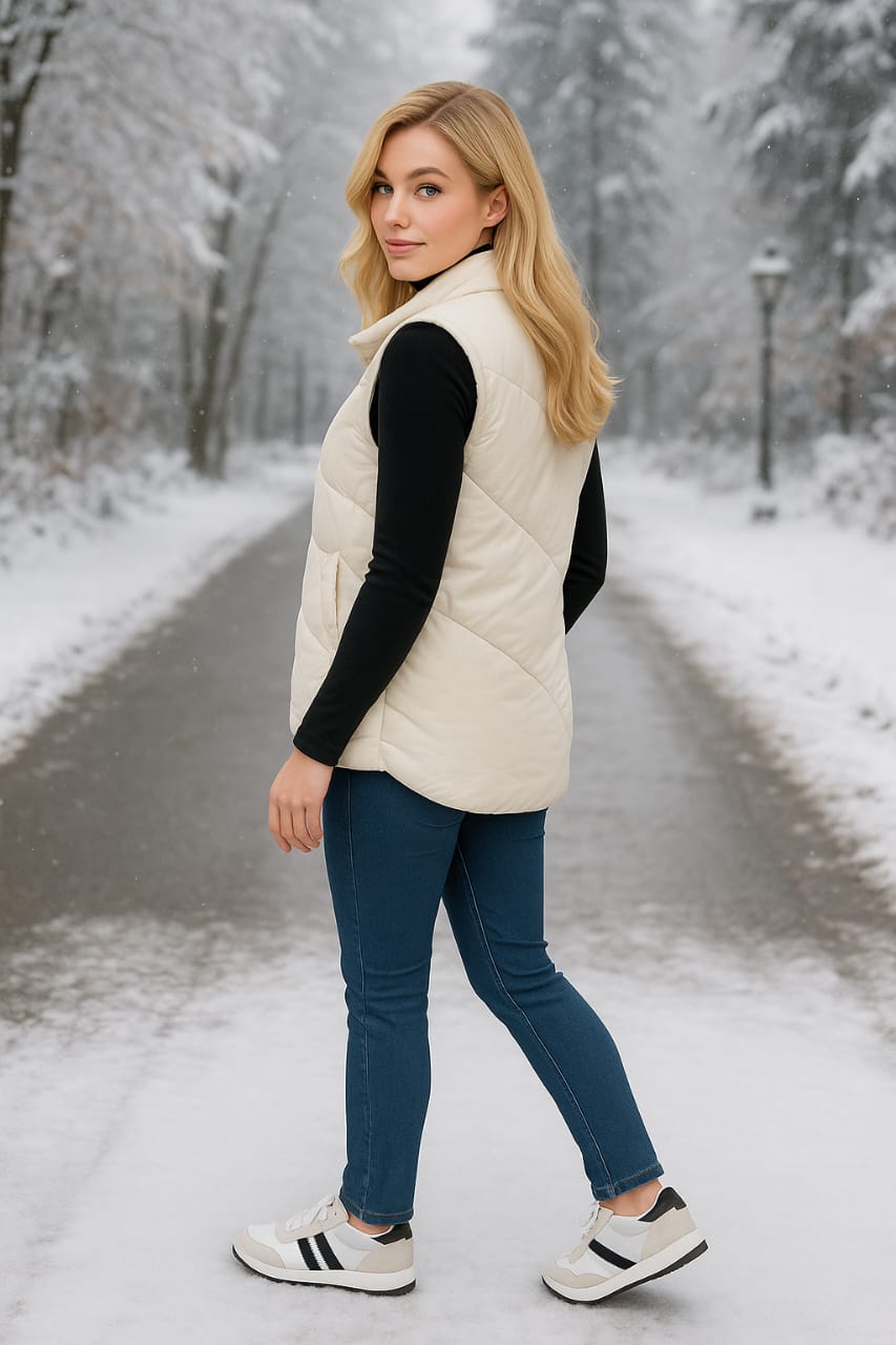 Lightly Padded Drawstring Waistcoat