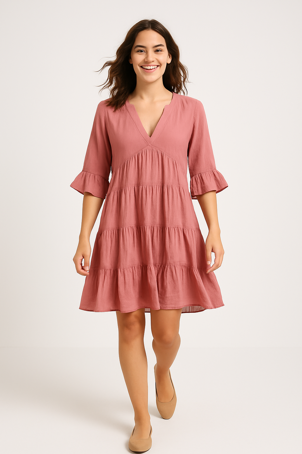Viscose And Cotton Blend Lined Blend Holiday Dress