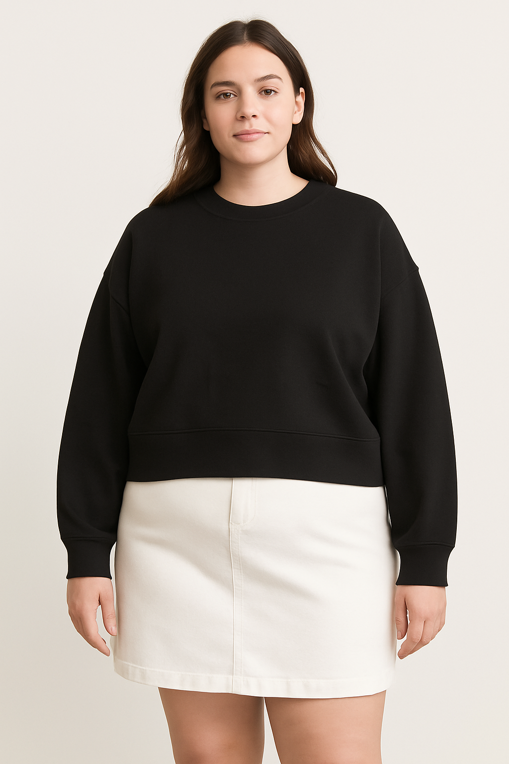 Long Sleeve Crew Neck Relaxed Fit Fleeced Top