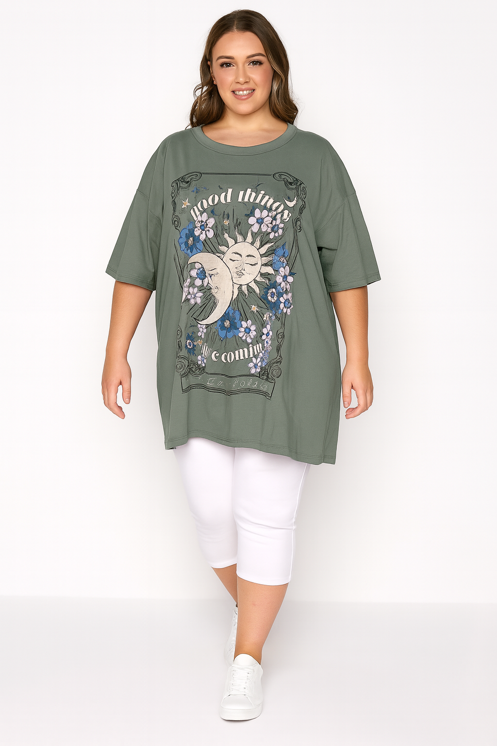 Graphic Print Relaxed Fit Cotton Plus Size T-shirt